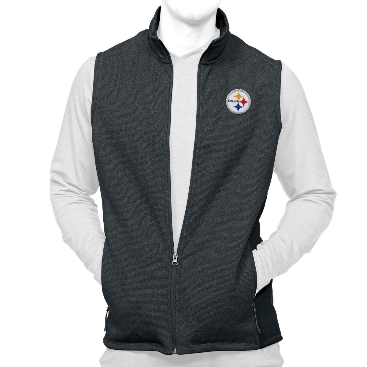 Pittsburgh Steelers Men's Antigua Course Full Zip Fleece Vest