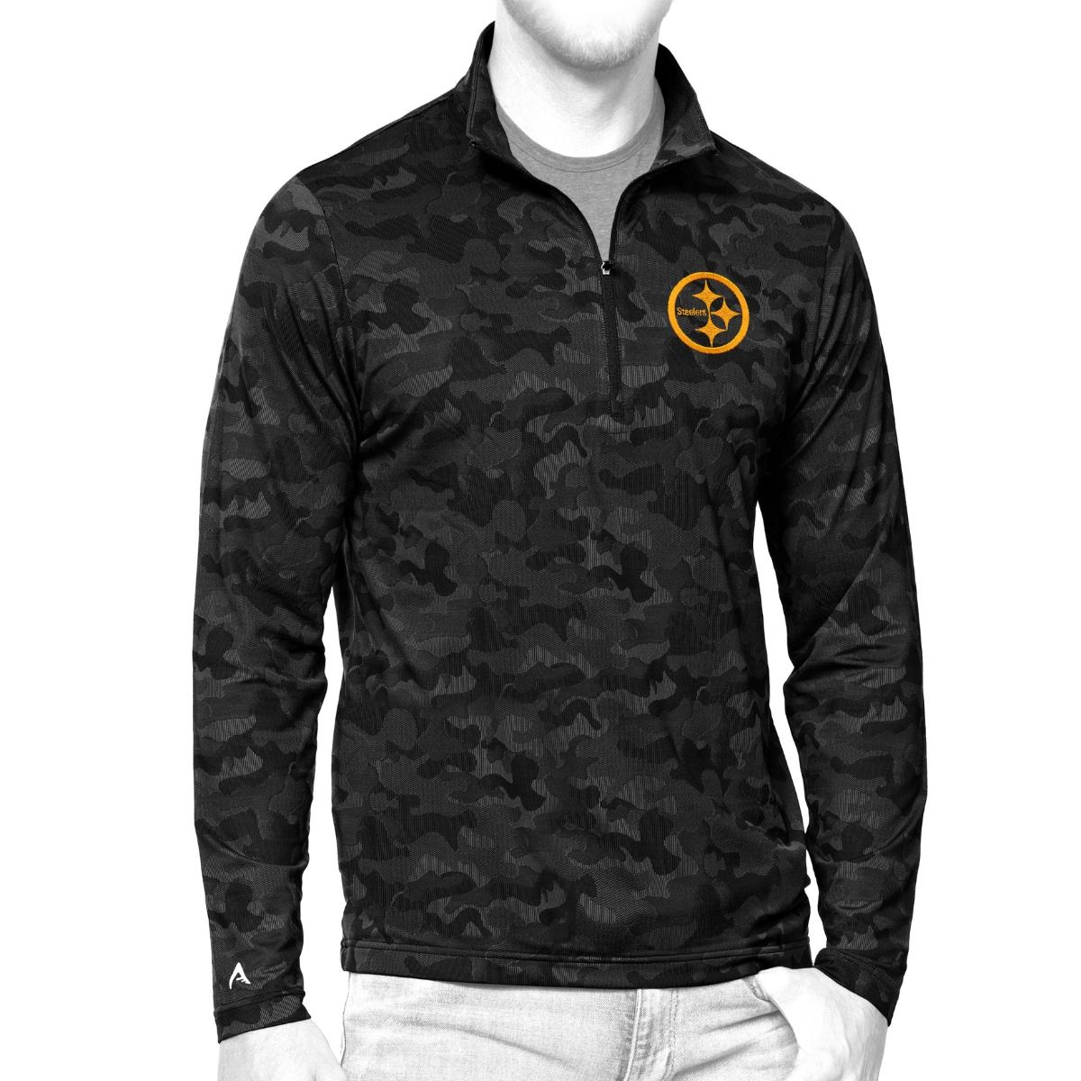 Pittsburgh Steelers Men's Antigua Brigade Camo 1/2 Zip