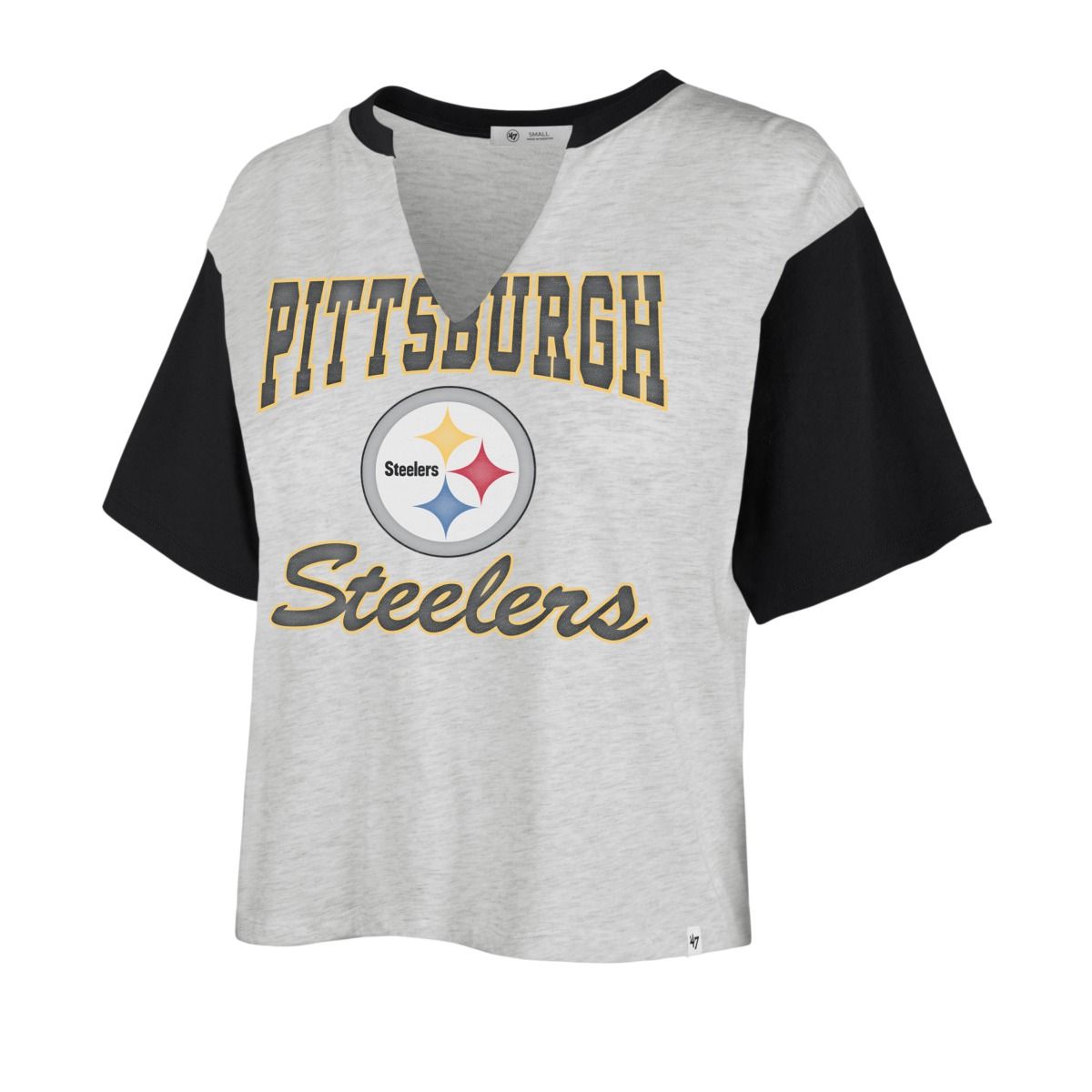 Pittsburgh Steelers Women's '47 Brand Sandy Daze Dolly Crop Short Sleeve T-Shirt 4 Pittsburgh Steelers Women's '47 Brand Sandy Daze Dolly Crop Short Sleeve T-Shirt