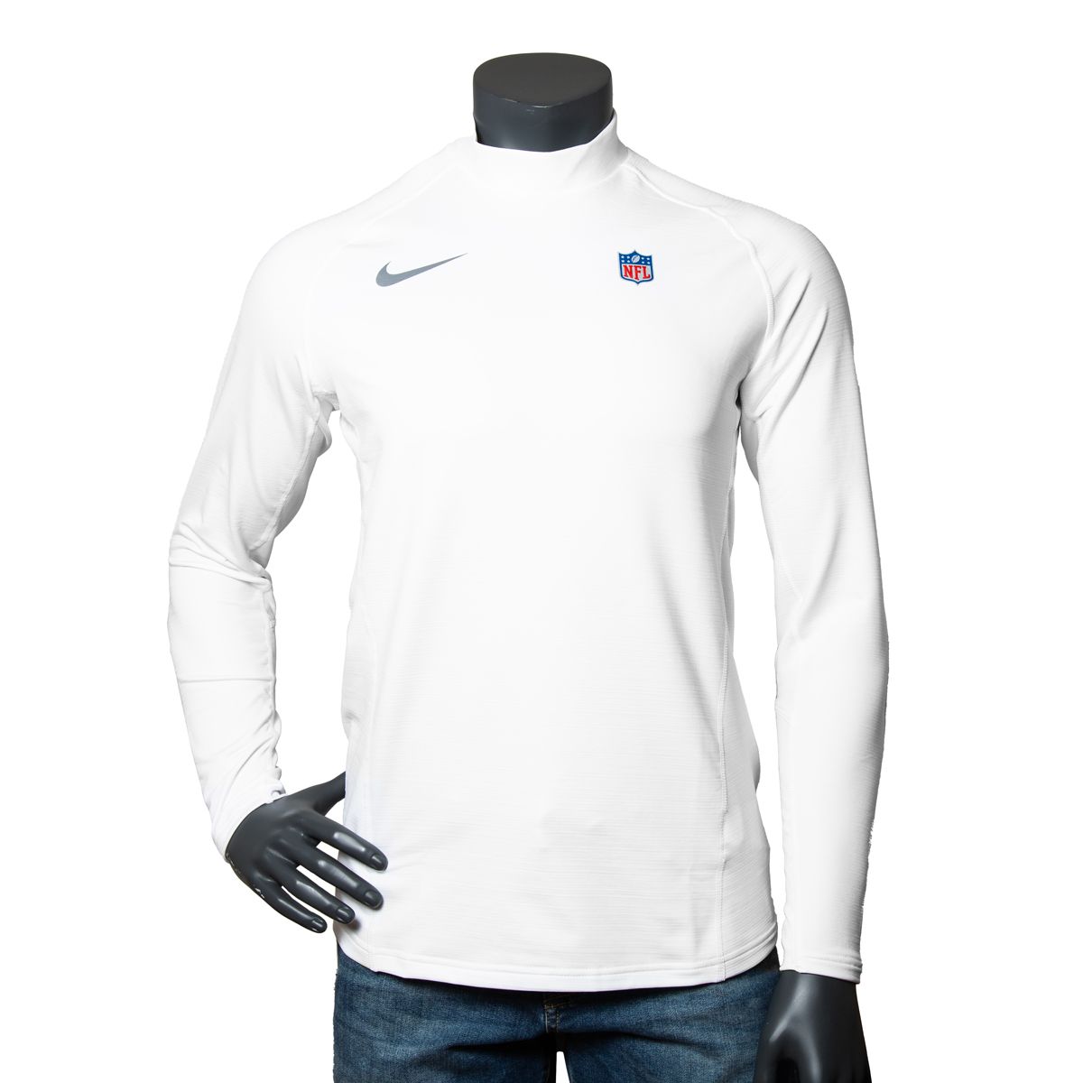 Exclusive Men's Nike NFL Long Sleeve Mock Neck White Shirt