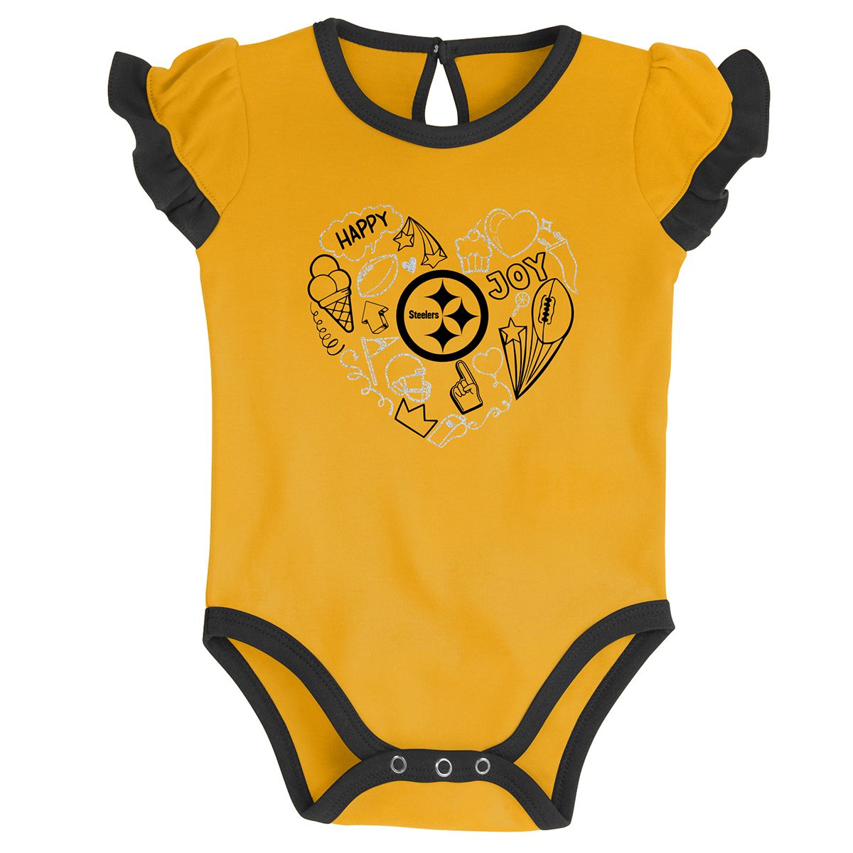 Pittsburgh Steelers Infant Girl's Too Much Love 2 Pack Short Sleeve Creeper Set