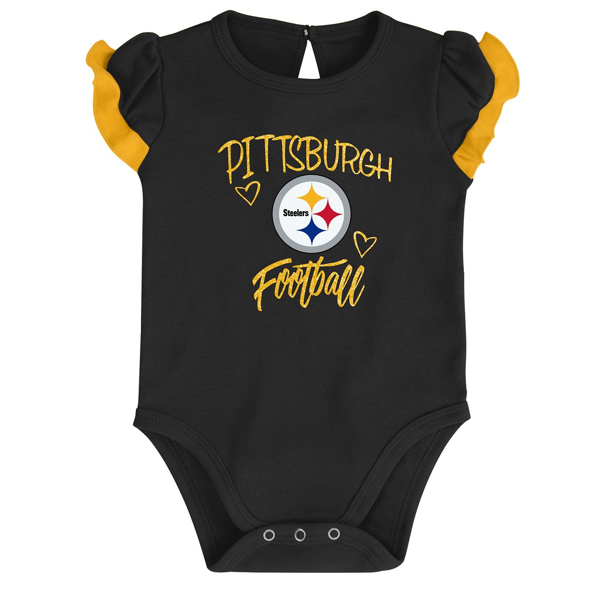 Pittsburgh Steelers Infant Girl's Too Much Love 2 Pack Short Sleeve Creeper Set 3 Pittsburgh Steelers Infant Girl's Too Much Love 2 Pack Short Sleeve Creeper Set