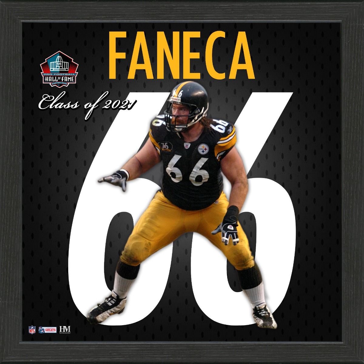 Pittsburgh Steelers #66 Alan Faneca Impact Jersey 13" x 13" Framed Photo