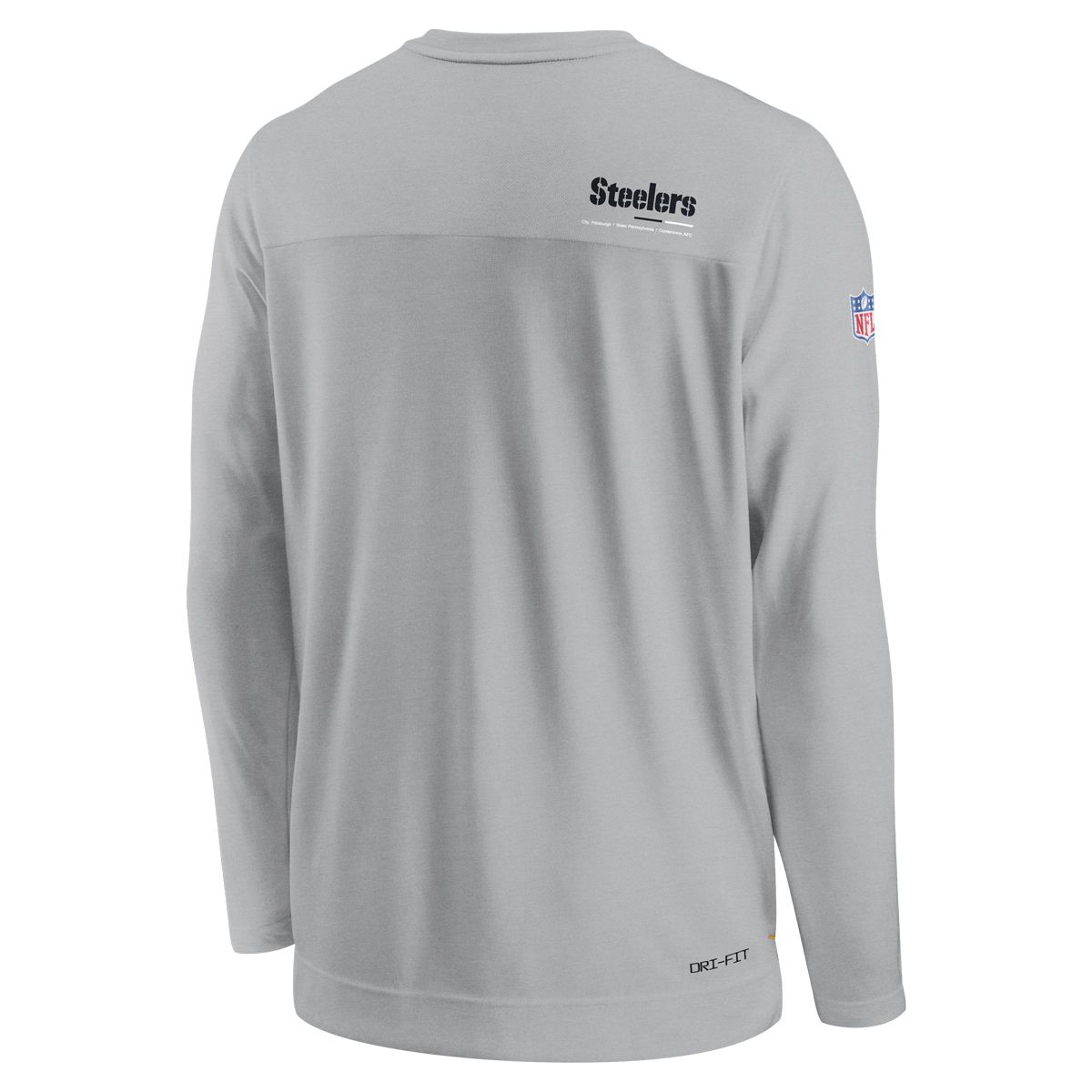 Pittsburgh Steelers Men's Nike Dri-FIT UV Coach Long Sleeve Grey T-Shirt