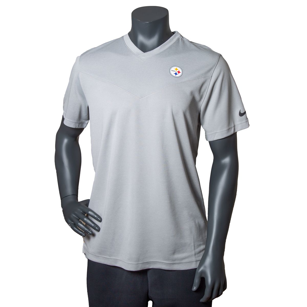 Pittsburgh Steelers Exclusive Men's Nike Dri-FIT UV Coach Short Sleeve Grey T-Shirt