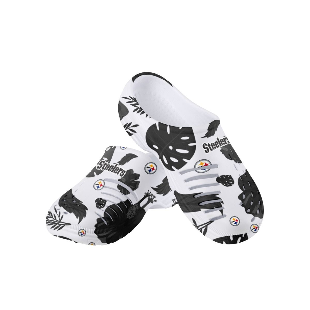 Pittsburgh Steelers Women's Floral Clogs 1 Pittsburgh Steelers Women's Floral Clogs