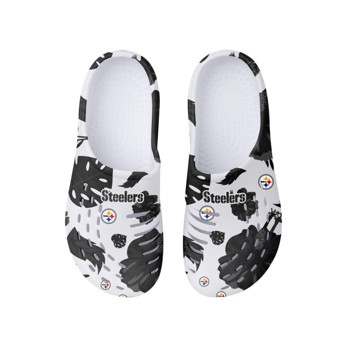 Pittsburgh Steelers Women's Floral Clogs 2 Pittsburgh Steelers Women's Floral Clogs