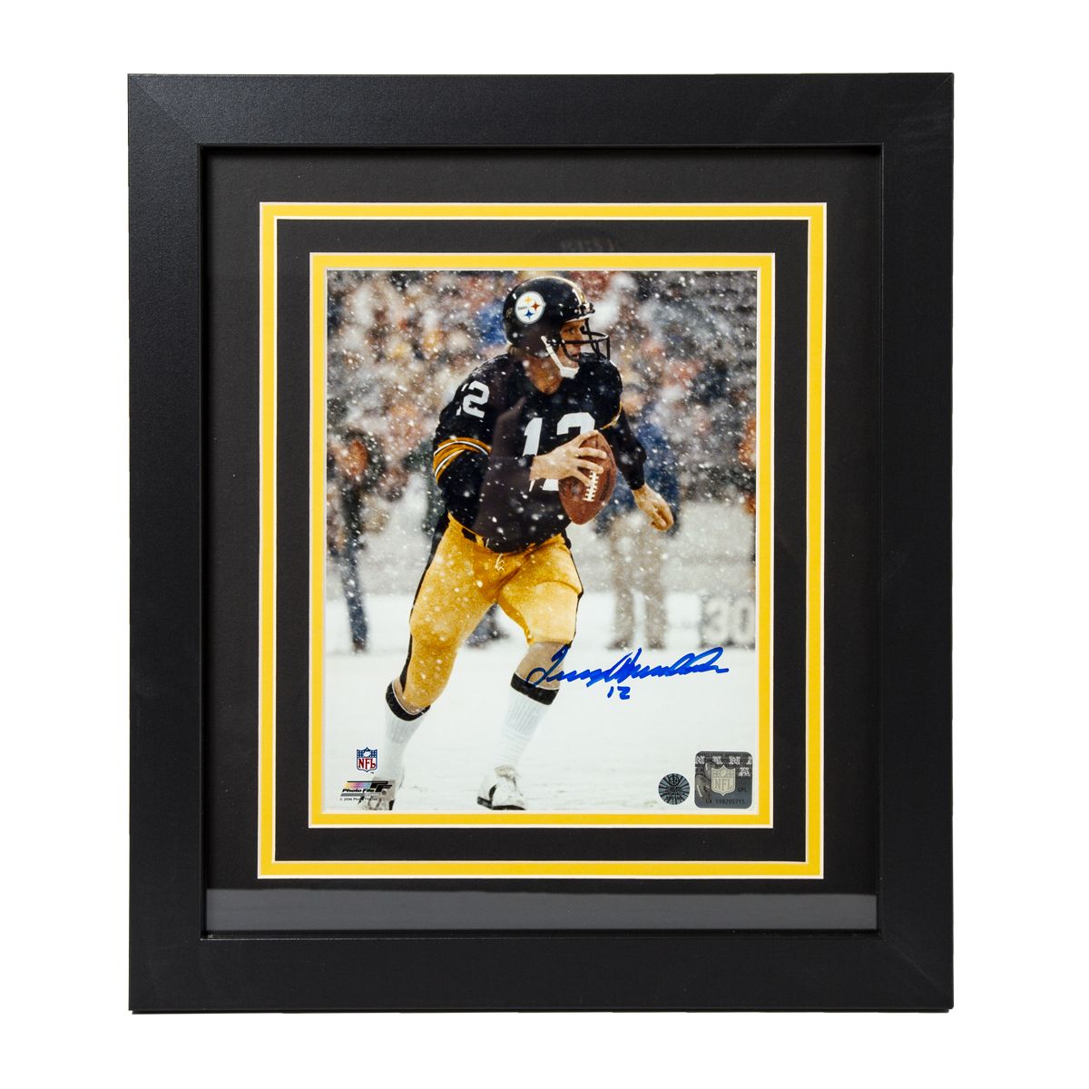 Pittsburgh Steelers #12 Terry Bradshaw Snow Signed Framed 8x10 Photo
