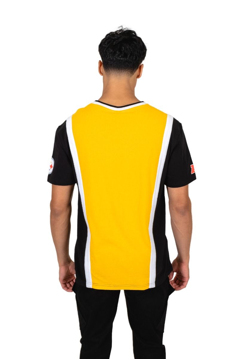 Pittsburgh Steelers Men's Icer Main Split V-Neck Short Sleeve T-Shirt 2 Pittsburgh Steelers Men's Icer Main Split V-Neck Short Sleeve T-Shirt