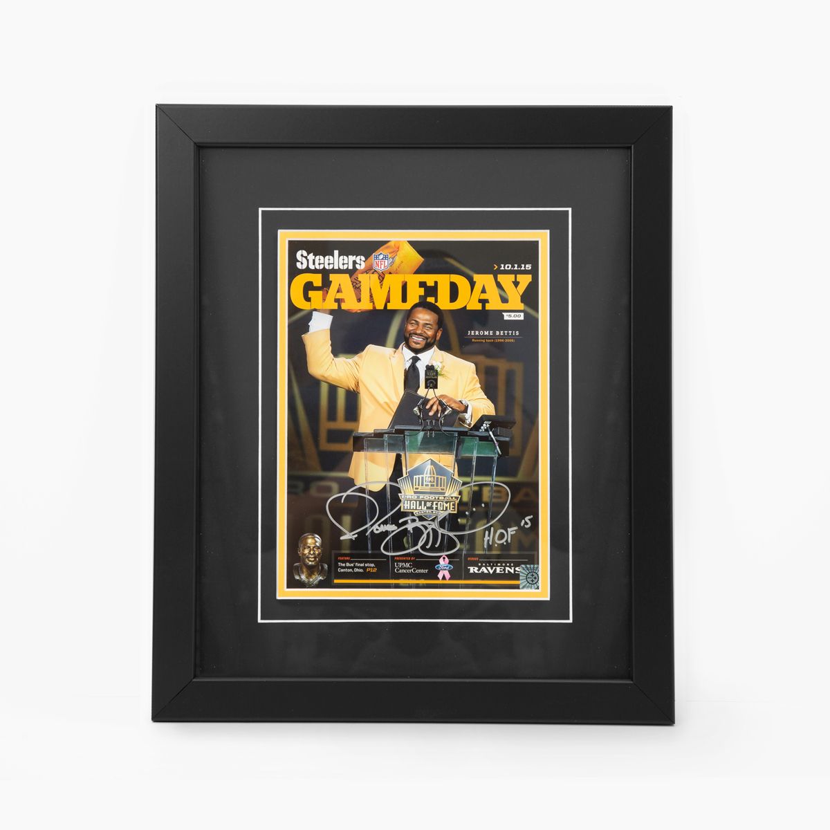 Pittsburgh Steelers #36 Jerome Bettis Signed Game Day Program Framed