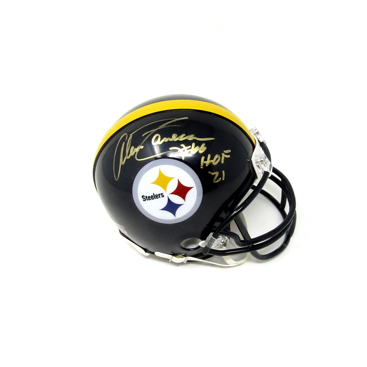 Pittsburgh Steelers #66 Alan Faneca Autographed Riddell Mini Helmet with Inscription 2 Pittsburgh Steelers #66 Alan Faneca Autographed Riddell Mini Helmet with Inscription