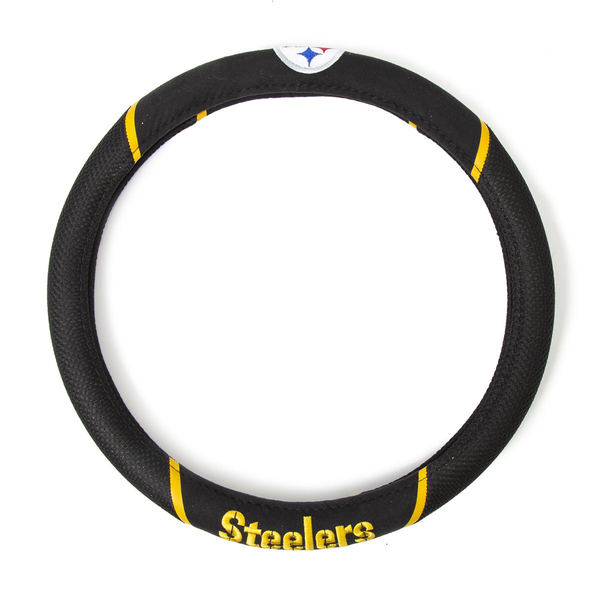 Pittsburgh Steelers Embroidered Logo Steering Wheel Cover 2 Pittsburgh Steelers Embroidered Logo Steering Wheel Cover