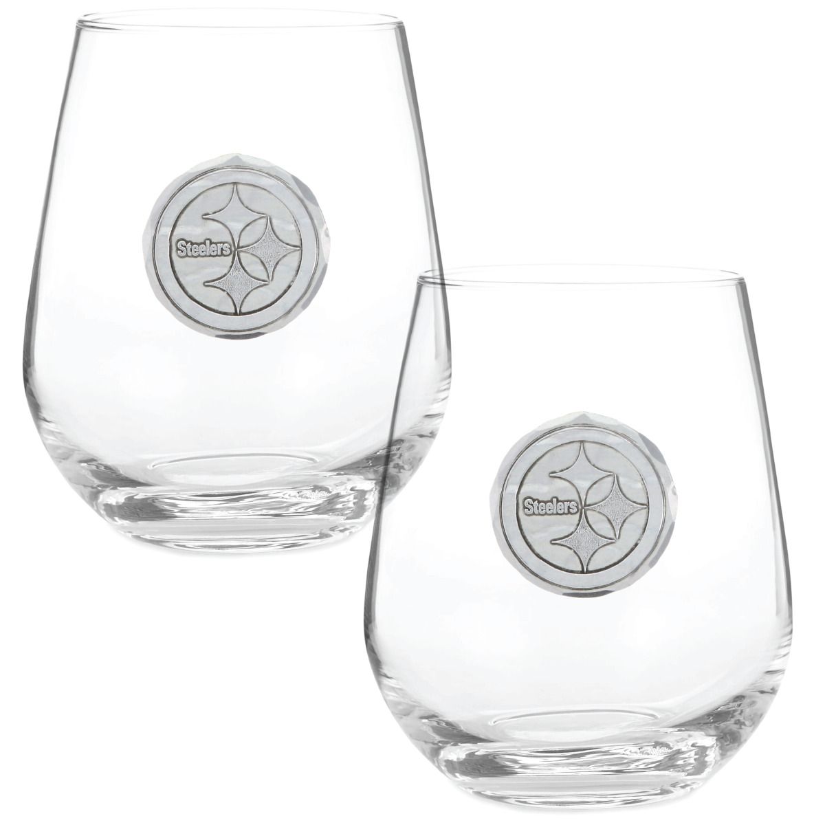 Pittsburgh Steelers Wendell August Forge 2-Piece Stemless Wine Glass Set with Collectible Box 2 Pittsburgh Steelers Wendell August Forge 2-Piece Stemless Wine Glass Set with Collectible Box