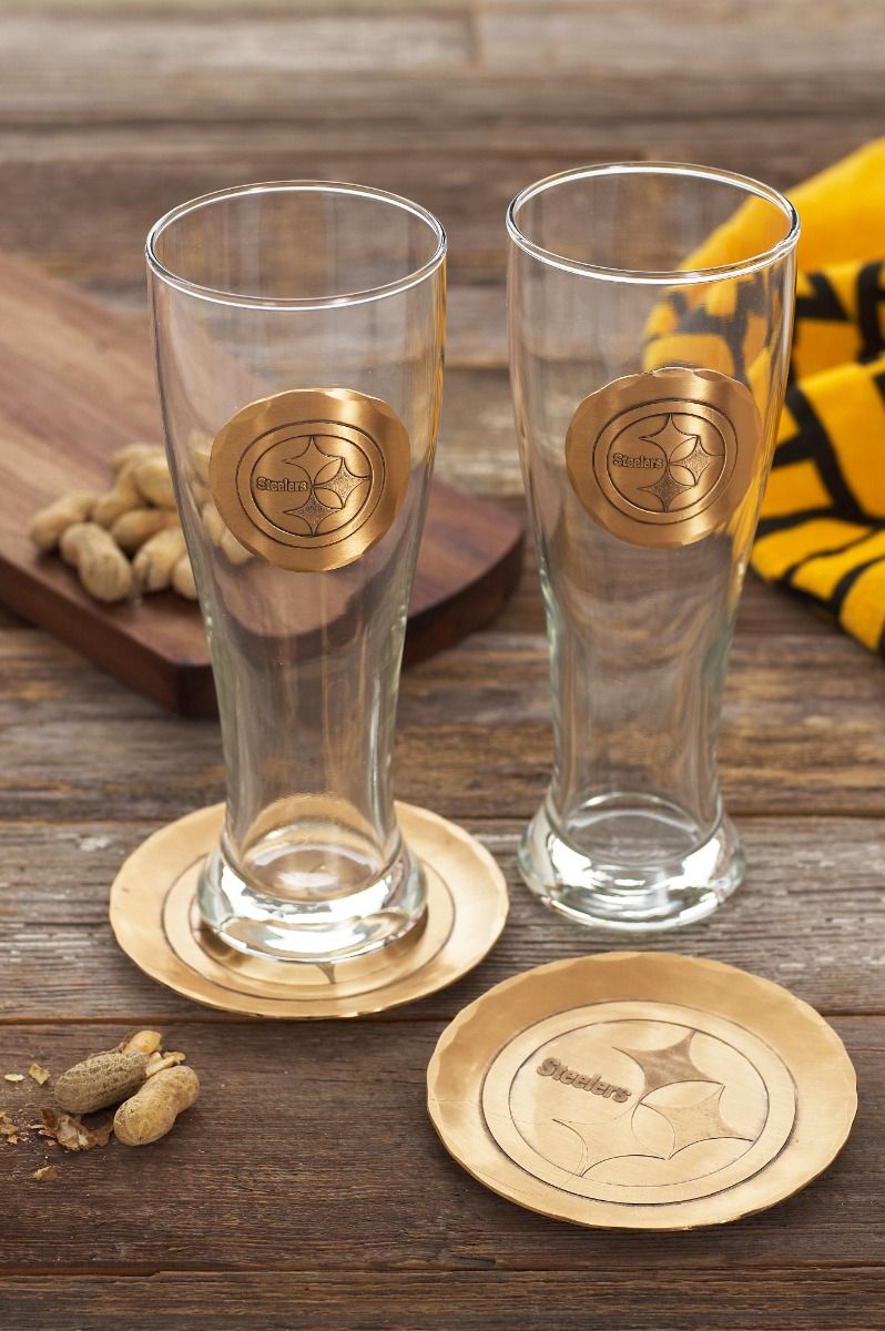 Pittsburgh Steelers Wendell August Forge 2-Piece Bronze Pilsner Set with Collectible Box 5 Pittsburgh Steelers Wendell August Forge 2-Piece Bronze Pilsner Set with Collectible Box