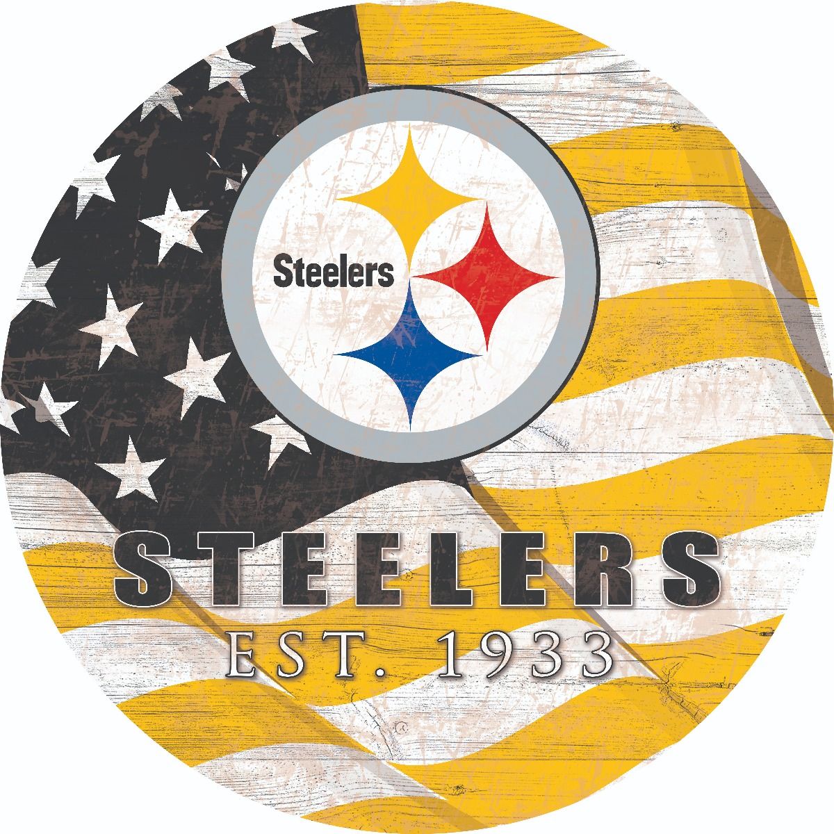 Pittsburgh Steelers Team Flag Circle Wood Sign 2 Pittsburgh Steelers Team Flag Circle Wood Sign