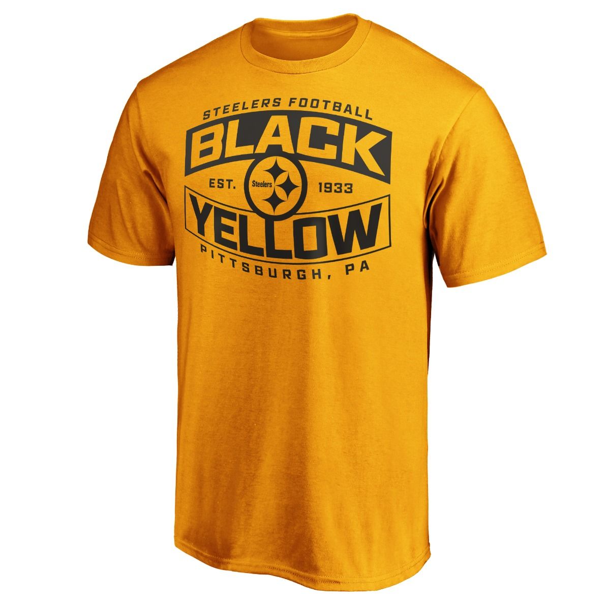 Pittsburgh Steelers Men's Black & Yellow Bars Short Sleeve Gold T-Shirt