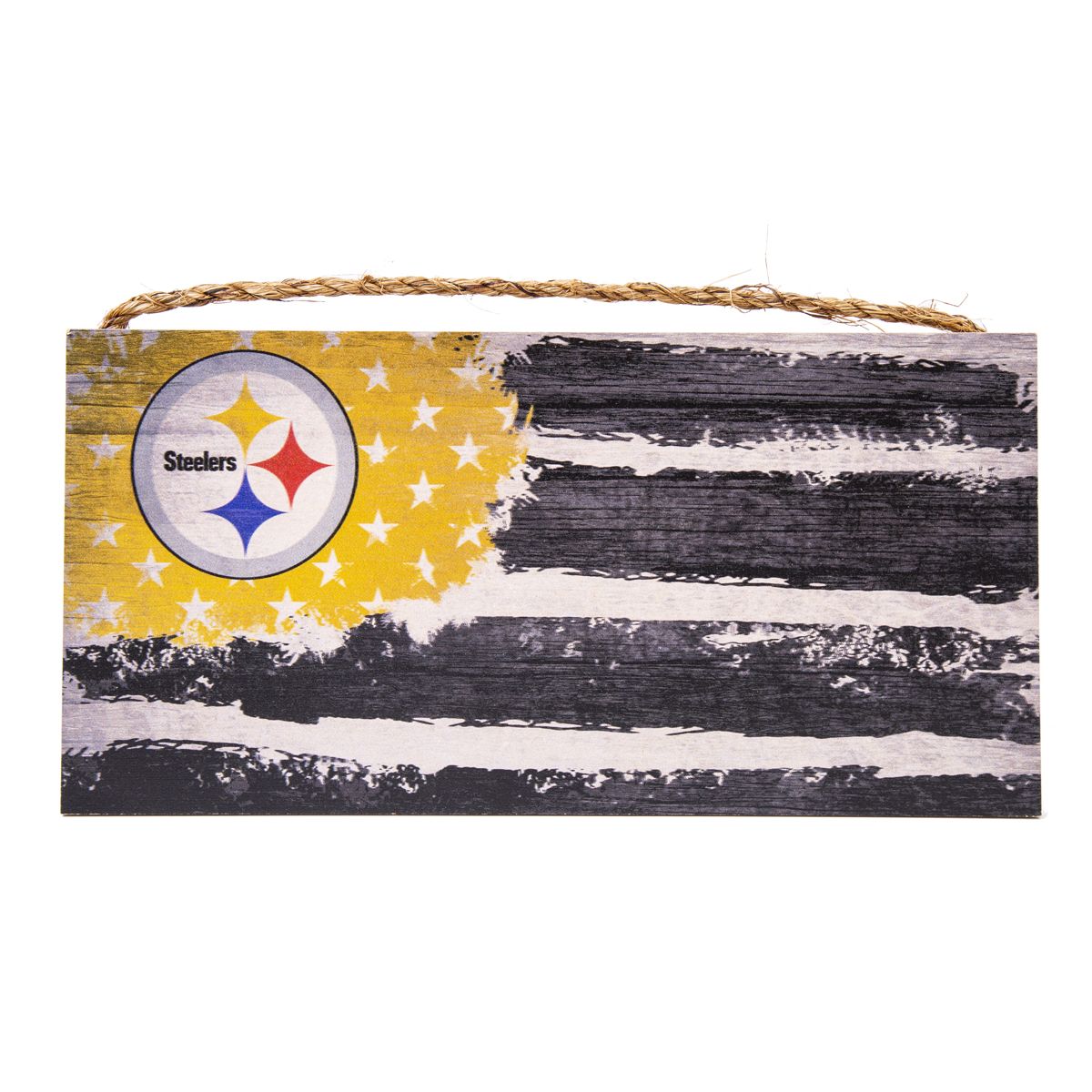 Pittsburgh Steelers Distressed Flag Wood Sign