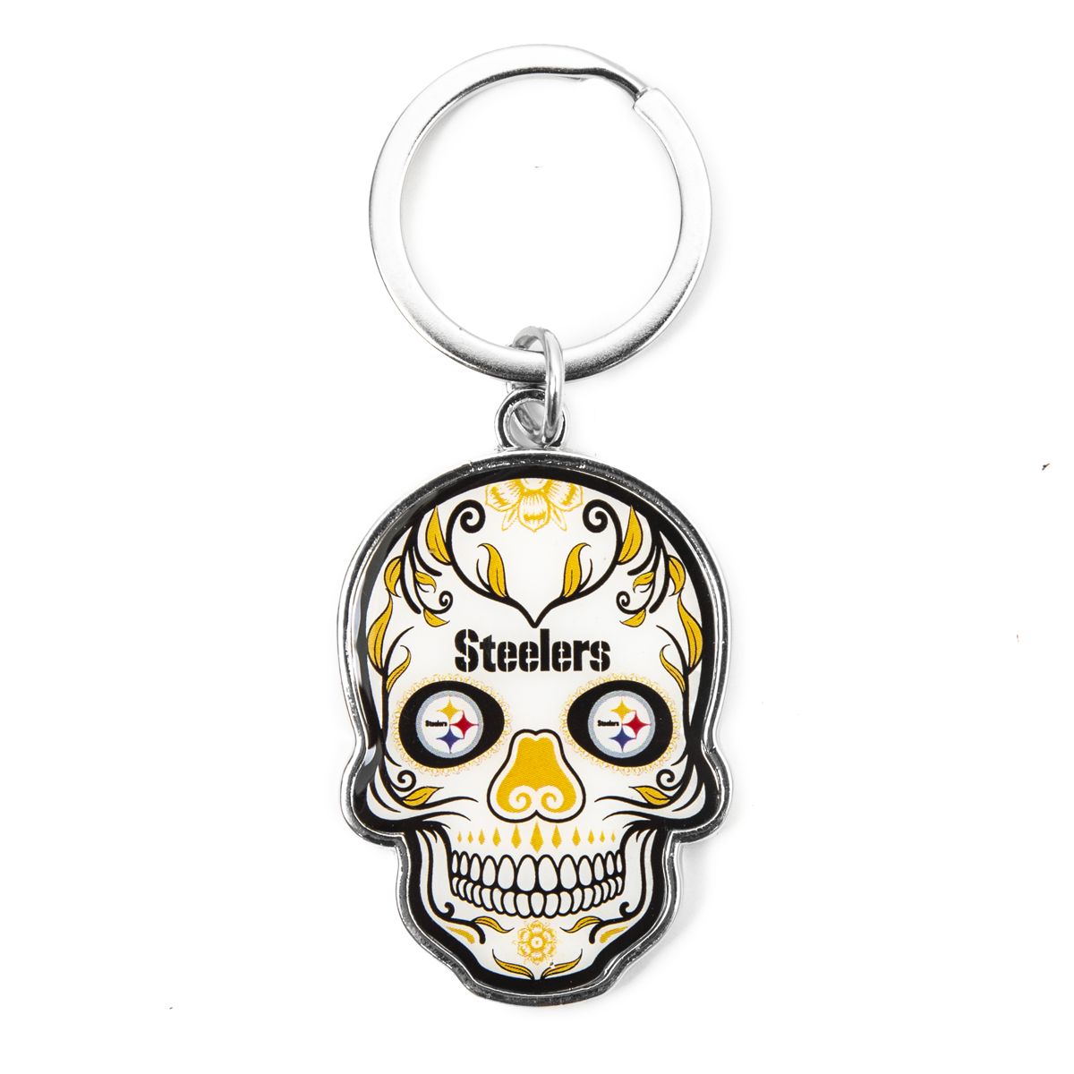 Pittsburgh Steelers Sugar Skull Keychain