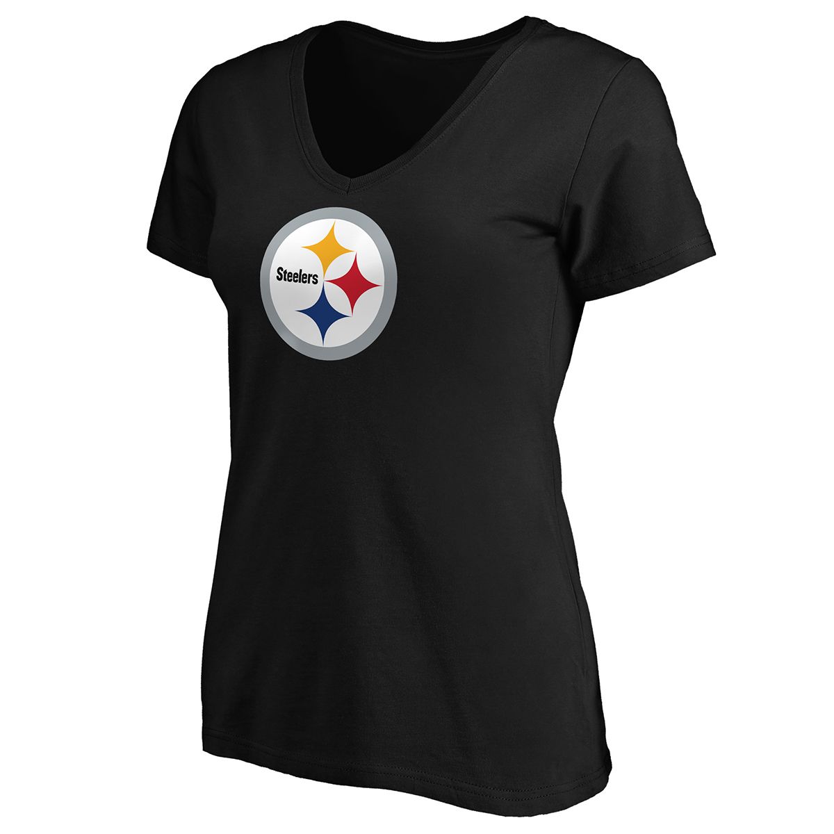Pittsburgh Steelers Women's Primary Logo Custom Short Sleeve V-Neck T-Shirt