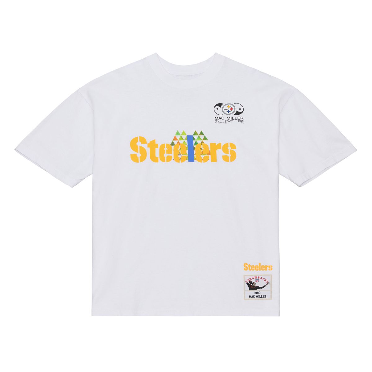 Pittsburgh Steelers Men's Mitchell & Ness Mac Miller Blue Slide Park White Short Sleeve T-Shirt