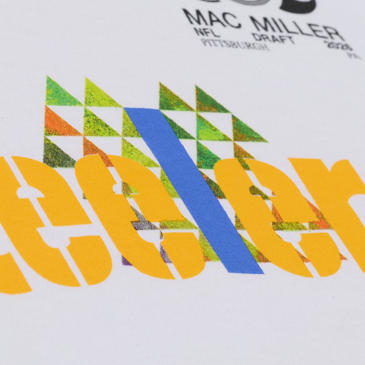 Pittsburgh Steelers Men's Mitchell & Ness Mac Miller Blue Slide Park White Short Sleeve T-Shirt 3 Pittsburgh Steelers Men's Mitchell & Ness Mac Miller Blue Slide Park White Short Sleeve T-Shirt