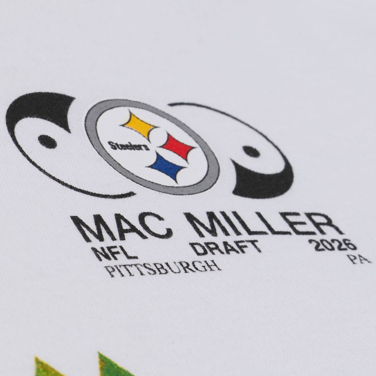 Pittsburgh Steelers Men's Mitchell & Ness Mac Miller Blue Slide Park White Short Sleeve T-Shirt 4 Pittsburgh Steelers Men's Mitchell & Ness Mac Miller Blue Slide Park White Short Sleeve T-Shirt