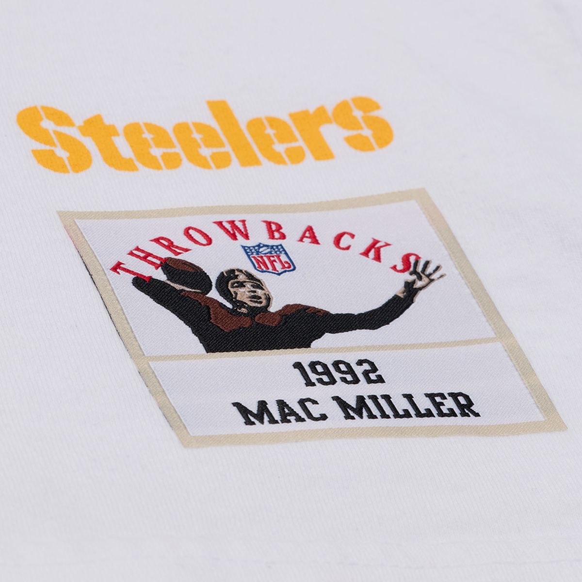 Pittsburgh Steelers Men's Mitchell & Ness Mac Miller Blue Slide Park White Short Sleeve T-Shirt 5 Pittsburgh Steelers Men's Mitchell & Ness Mac Miller Blue Slide Park White Short Sleeve T-Shirt