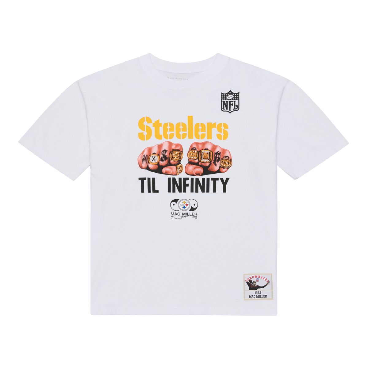 Pittsburgh Steelers Men's Mitchell & Ness Mac Miller Til Infinity Knuckles White Short Sleeve T-Shirt