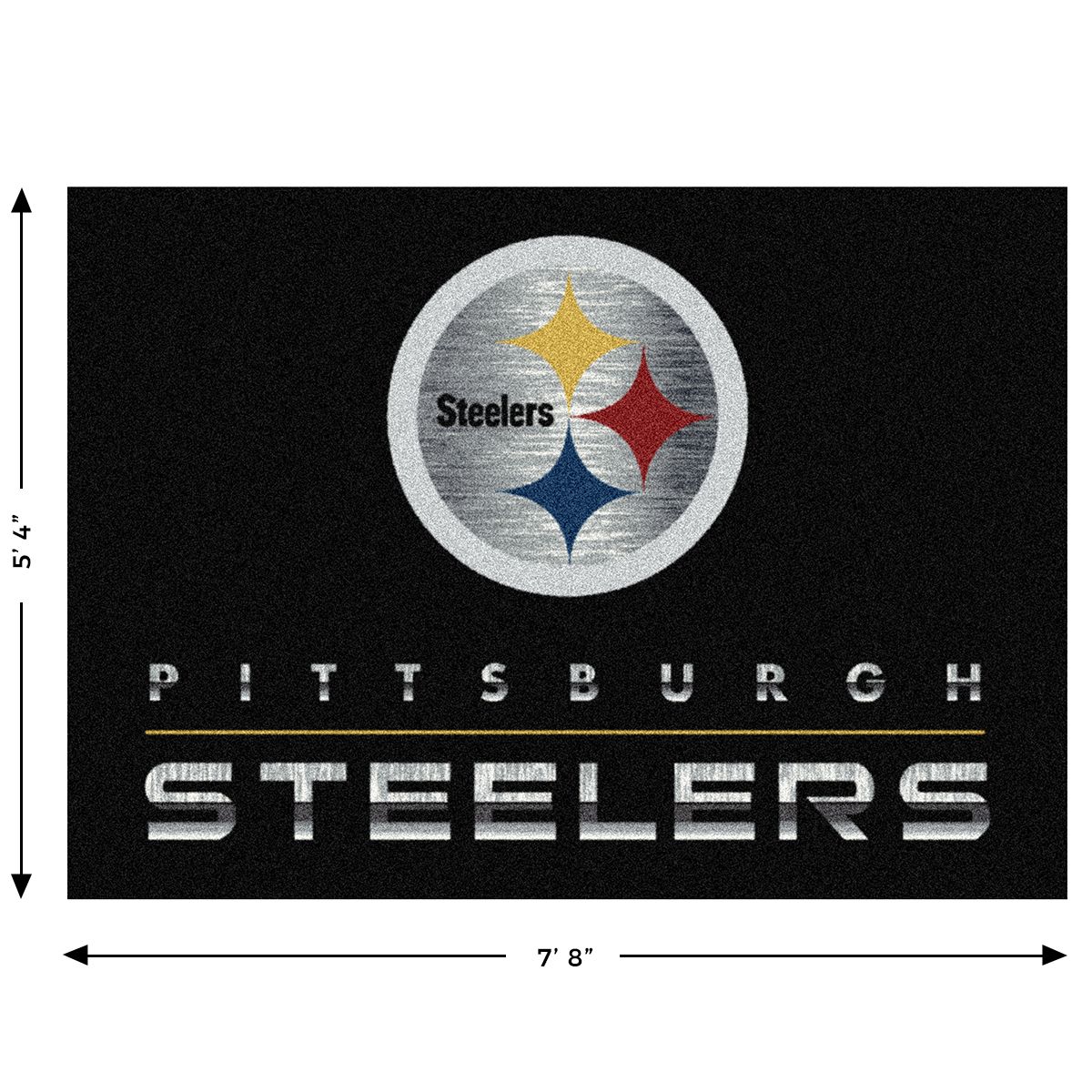 Pittsburgh Steelers Chrome 5'4"x7'8" Rug 1 Pittsburgh Steelers Chrome 5'4"x7'8" Rug