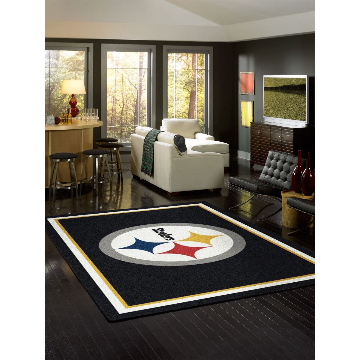 Pittsburgh Steelers Team Spirit 7'8" x 10'9" Rug 1 Pittsburgh Steelers Team Spirit 7'8" x 10'9" Rug