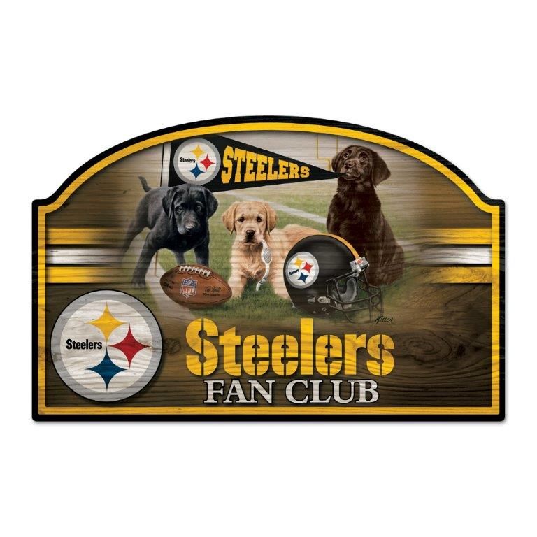 Pittsburgh Steelers Dogs Fan Club Wood Sign 4 Pittsburgh Steelers Dogs Fan Club Wood Sign