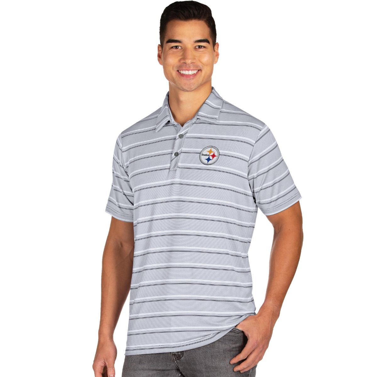Pittsburgh Steelers Men's Antigua Sensation Striped Polo