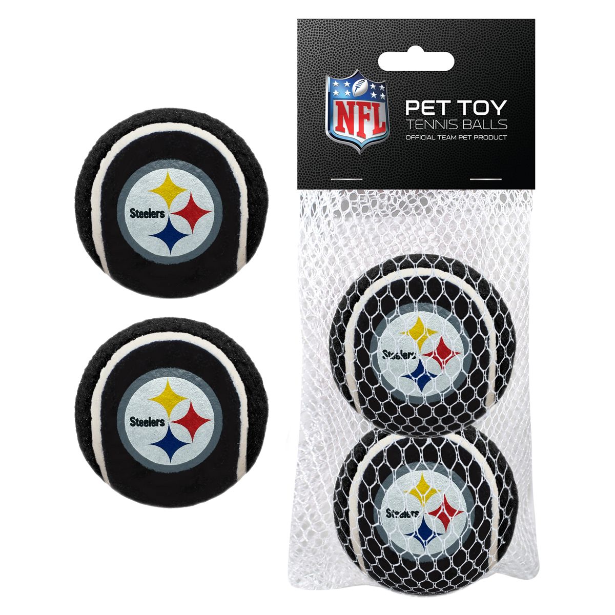 Pittsburgh Steelers Tennis Ball Pet Toy - 2 pack