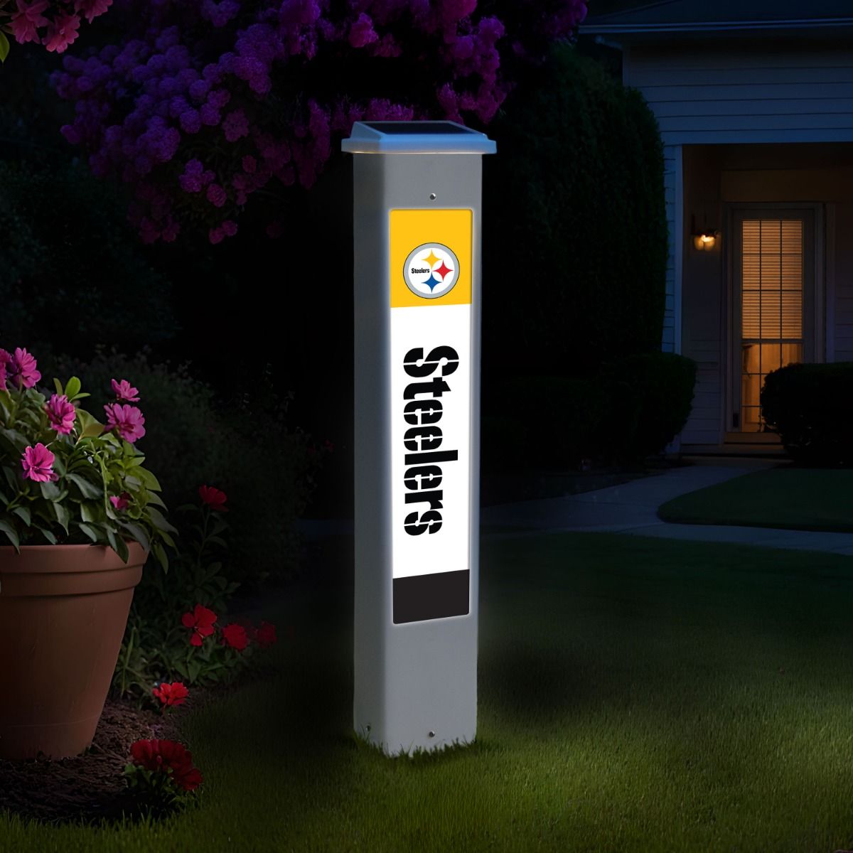 Pittsburgh Steelers Solar Light Glow Post 2 Pittsburgh Steelers Solar Light Glow Post