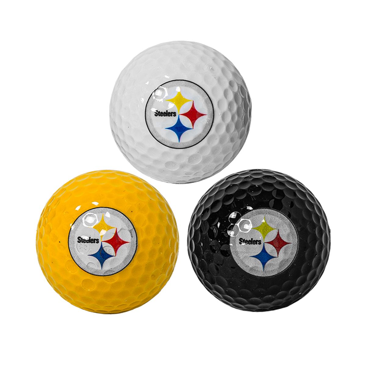 Pittsburgh Steelers Three Golf Ball Multi-Color Pack 3 Pittsburgh Steelers Three Golf Ball Multi-Color Pack