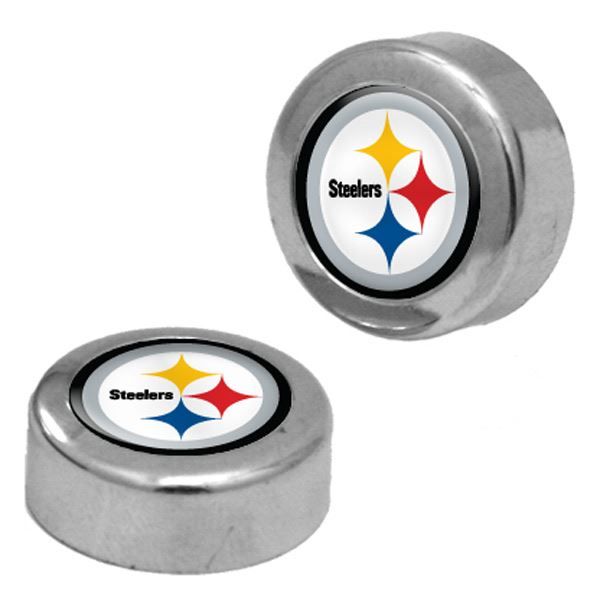 Pittsburgh Steelers Screw Covers for License Plates - Set of Two 3 Pittsburgh Steelers Screw Covers for License Plates - Set of Two