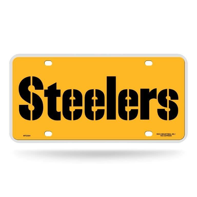 Pittsburgh Steelers Stencil Gold License Plate 1 Pittsburgh Steelers Stencil Gold License Plate