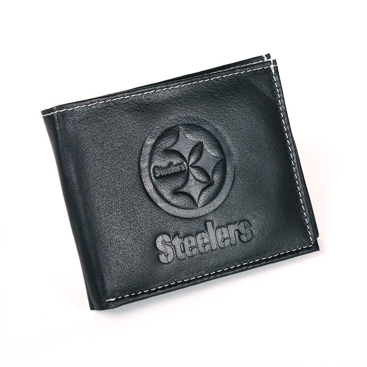 Pittsburgh Steelers Embossed Wordmark & Logo Bi-Fold Wallet 1 Pittsburgh Steelers Embossed Wordmark & Logo Bi-Fold Wallet