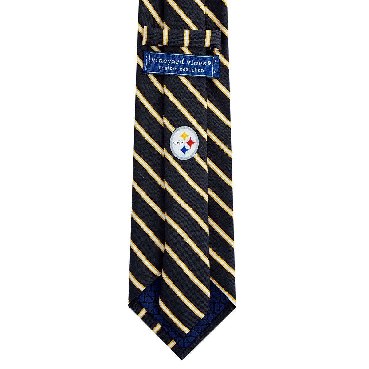 Pittsburgh Steelers Vineyard Vines Black with Gold Stripes Silk Tie 3 Pittsburgh Steelers Vineyard Vines Black with Gold Stripes Silk Tie