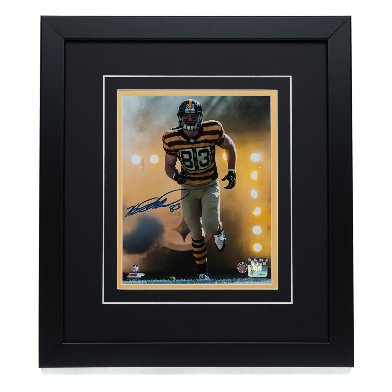 Pittsburgh Steelers #83 Heath Miller Signed 'a Hero Enters the Field' 8x10 Framed Photo 1 Pittsburgh Steelers #83 Heath Miller Signed 'a Hero Enters the Field' 8x10 Framed Photo