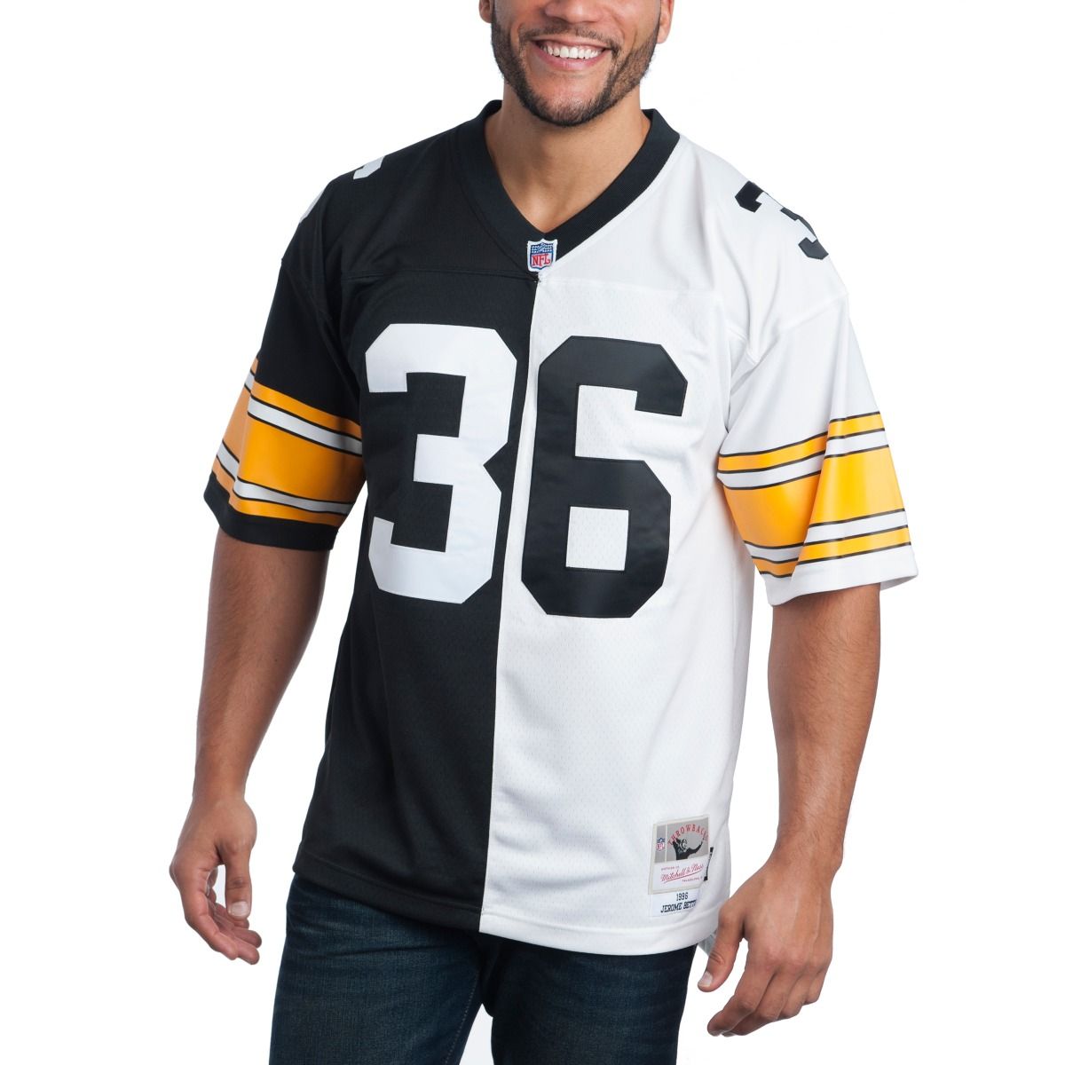 Jerome Bettis #36 Mitchell & Ness Men's Replica Limited Split Jersey 2 Jerome Bettis #36 Mitchell & Ness Men's Replica Limited Split Jersey