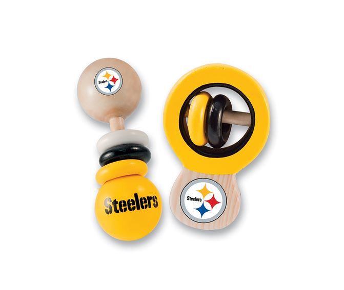 Pittsburgh Steelers Real Wood Baby Rattle Set 2 Pittsburgh Steelers Real Wood Baby Rattle Set