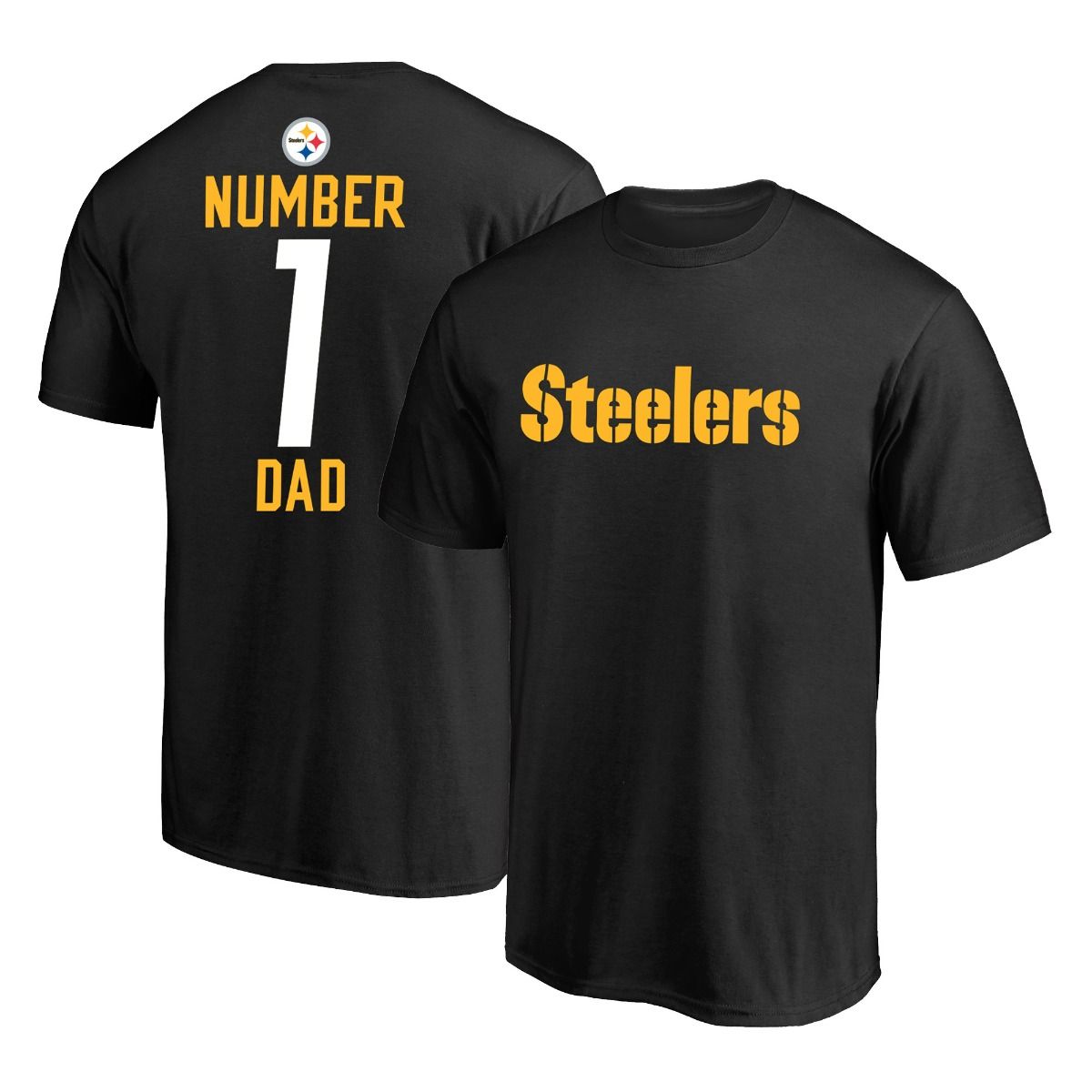 Pittsburgh Steelers #1 Dad Short Sleeve Black T-Shirt 5 Pittsburgh Steelers #1 Dad Short Sleeve Black T-Shirt