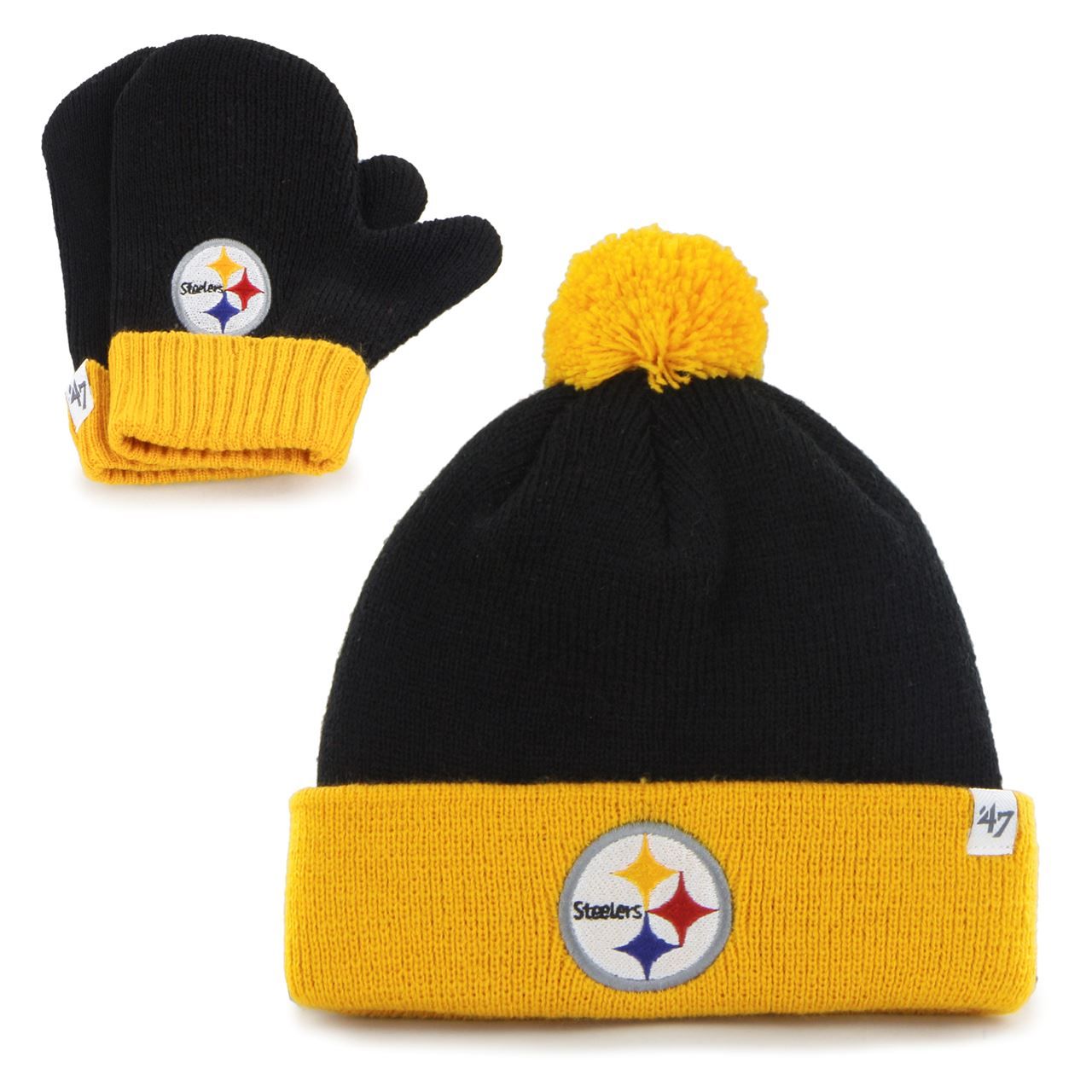 Pittsburgh Steelers Infant '47 Brand Bam Bam Knit Cap Set