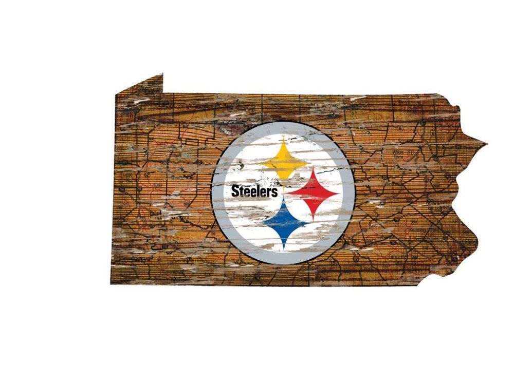 Pittsburgh Steelers Map of PA Wood Sign 1 Pittsburgh Steelers Map of PA Wood Sign