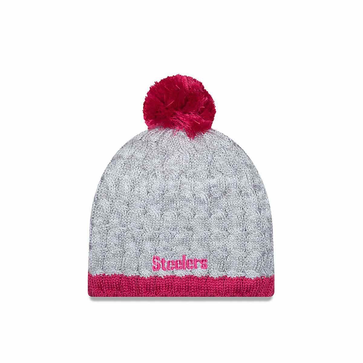 Pittsburgh Steelers New Era Women's Breast Cancer Awareness Cable Knit Hat 4 Pittsburgh Steelers New Era Women's Breast Cancer Awareness Cable Knit Hat