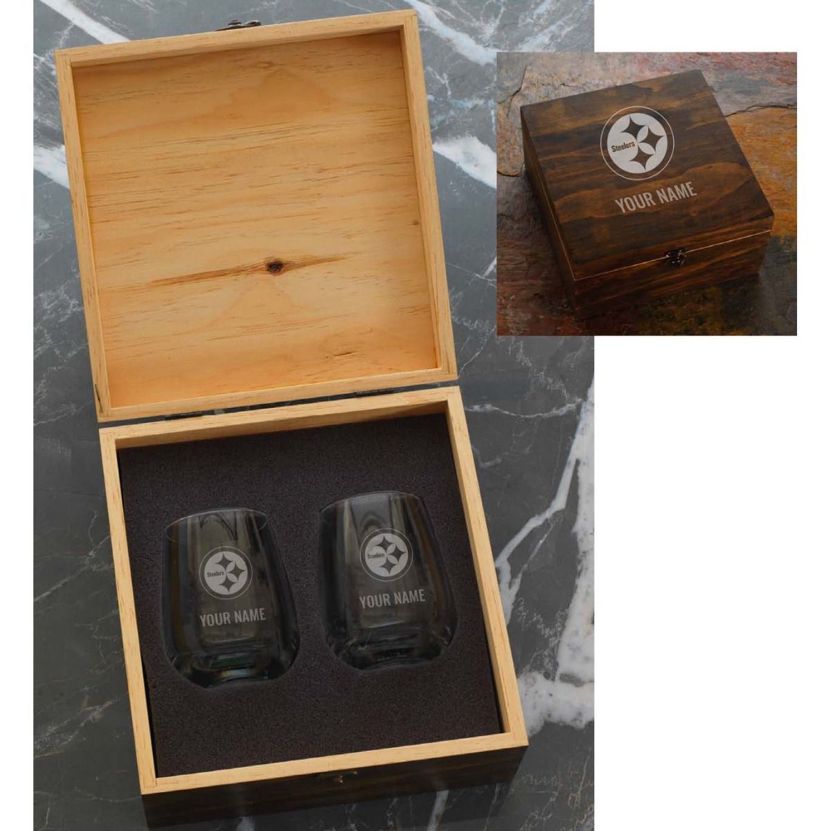Pittsburgh Steelers Wendell August Forge Manhattan 2-Piece Stemless Wine Glass Set 3 Pittsburgh Steelers Wendell August Forge Manhattan 2-Piece Stemless Wine Glass Set