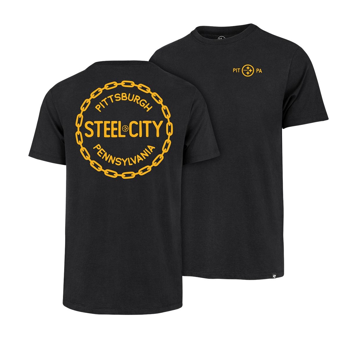 Pittsburgh Steelers Men's '47 Brand Steel City Chain Franklin Short Sleeve T-Shirt 7 Pittsburgh Steelers Men's '47 Brand Steel City Chain Franklin Short Sleeve T-Shirt