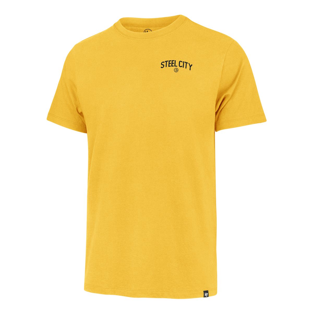 Pittsburgh Steelers Men's '47 Brand Steel City Badge Franklin Gold Short Sleeve T-Shirt 2 Pittsburgh Steelers Men's '47 Brand Steel City Badge Franklin Gold Short Sleeve T-Shirt