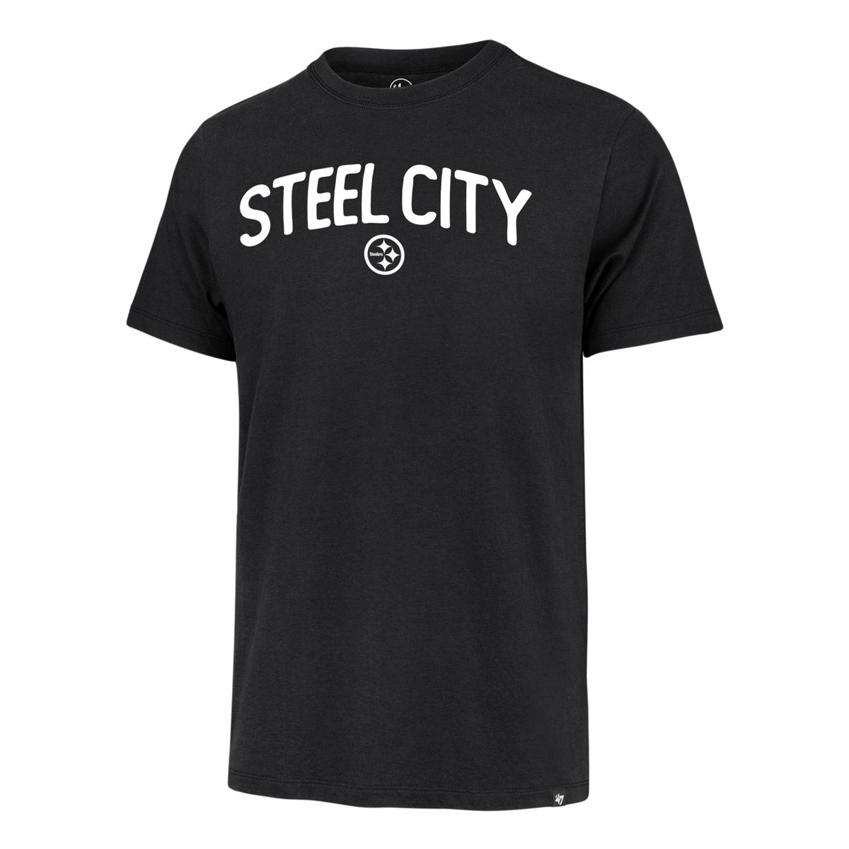 Pittsburgh Steelers Men's '47 Brand Classic Steel City Franklin Black Short Sleeve T-Shirt 1 Pittsburgh Steelers Men's '47 Brand Classic Steel City Franklin Black Short Sleeve T-Shirt
